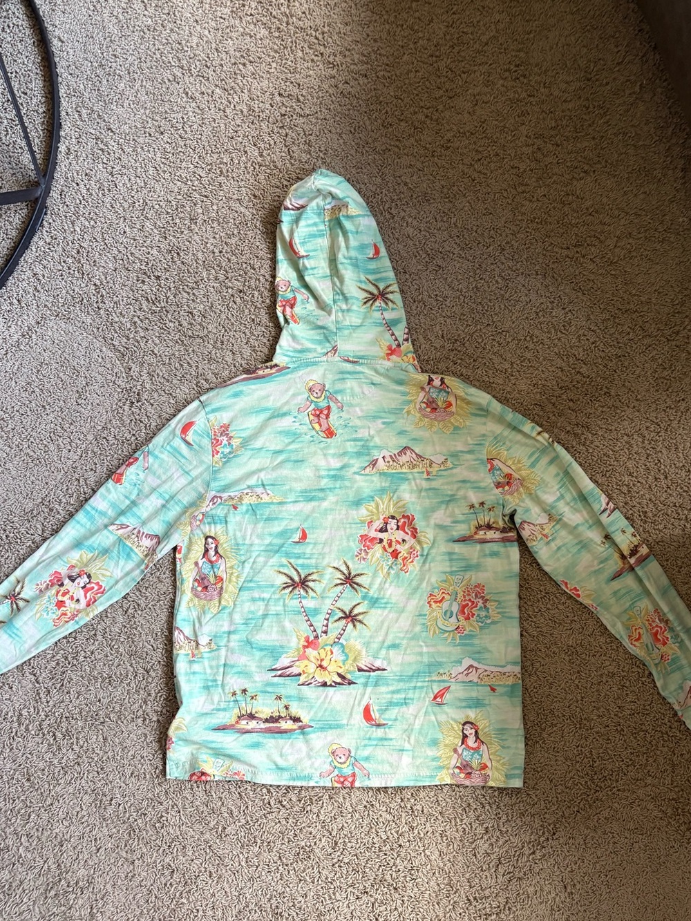 Ralph Lauren Men’s Aqua Tropical Print Hoodie. Size M